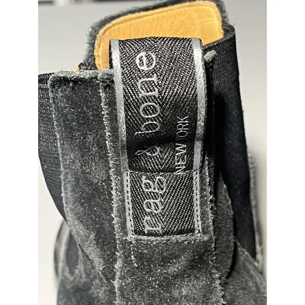Rag & Bone X Grenson Boots Mens Size 11.5 Black Suede Chelsea‎ Ankle Pull On